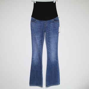 $198 HATCH - Over the Belly Bump Flare Leg Blue Maternity Jeans - Women's 25